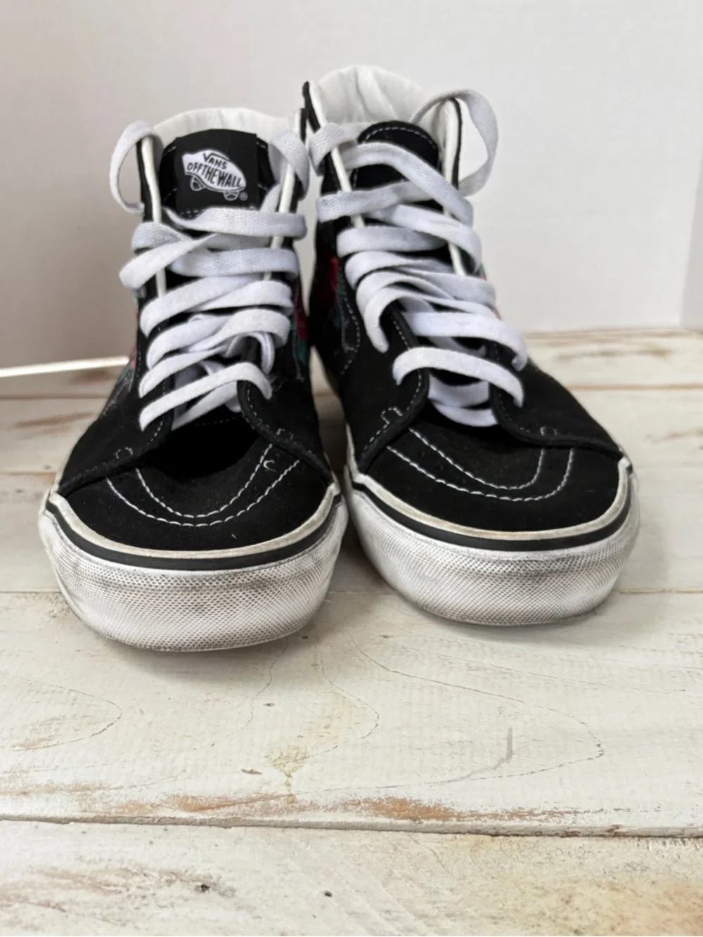 VANS Sk8-Hi Rose Skulls sneakers hi-top punk goth skate sz 9 women 7.5 men suede